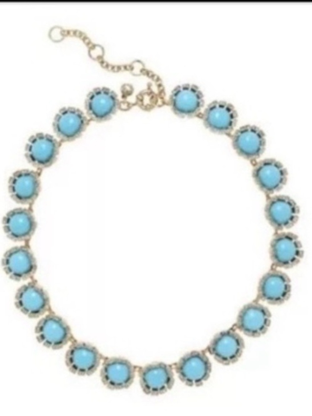 J.Crew Vintage Retro Spring Summer Turquoise CZ Water Lily Statement Necklace - Picture 4 of 17